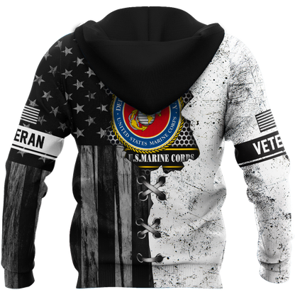Veteran US Marine Corps in my heart 3D shirts for men and women BW
