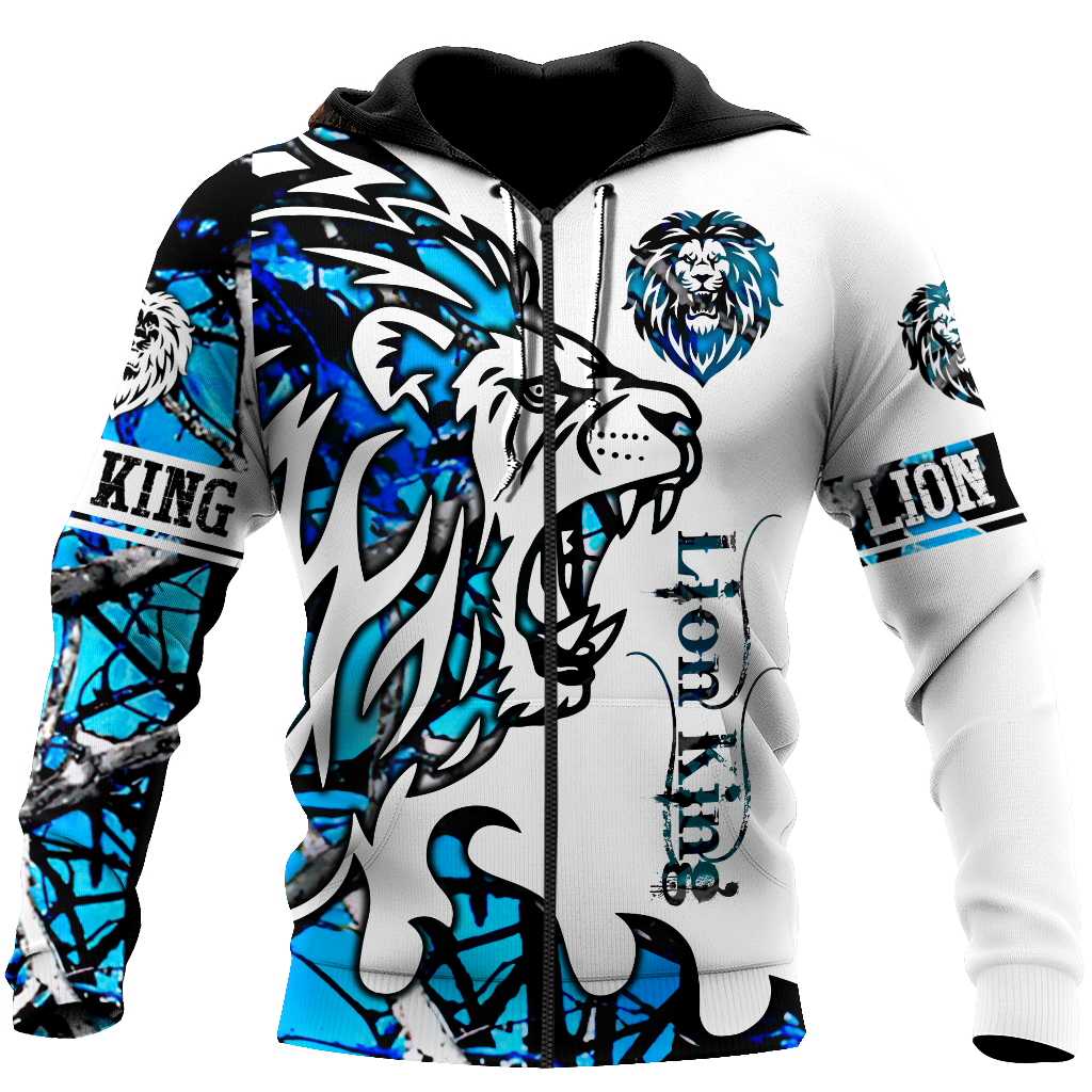 Beautiful Lion blue Tattoo camo 3D all over printed shirts for men and women DD05272003S-Apparel-Huyencass-Zipped Hoodie-S-Vibe Cosy™