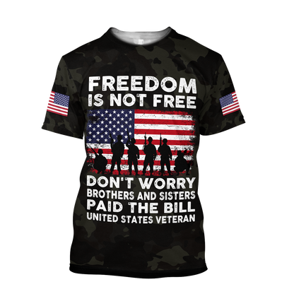Veteran Freedom is not Free 3D all over printed shirts for men and women DD05252001-Apparel-Huyencass-T-Shirt-S-Vibe Cosy™
