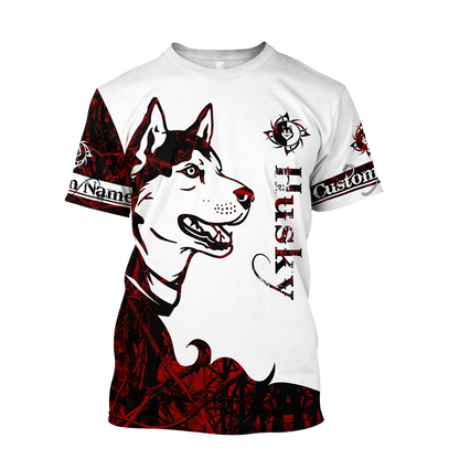 Husky red custom 3d hoodie shirt for men and women DD08122002S
