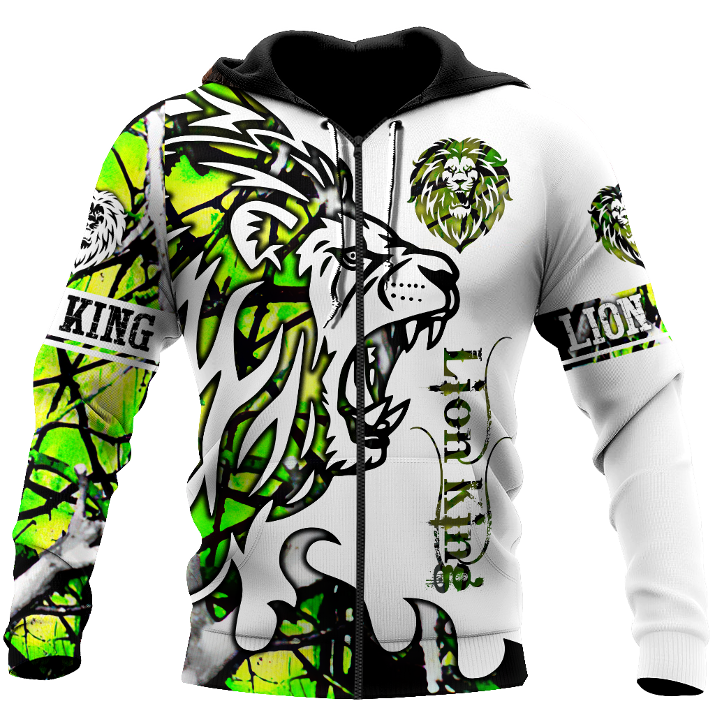 Beautiful Lion green Tattoo camo 3D all over printed shirts for men and women DD05272002S-Apparel-Huyencass-Zipped Hoodie-S-Vibe Cosy™