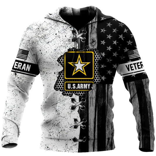 Veteran US Army in my heart 3D shirts for men and women BW