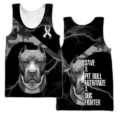 Save A Pit Bull Euthanize A Dog Fighter 3D All Over Print Hoodie DD09212001