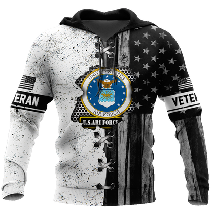 Veteran US Air Force in my heart 3D shirts for men and women BW