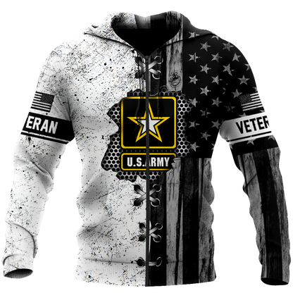 Veteran US Army in my heart 3D shirts for men and women BW