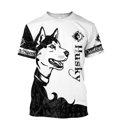 Husky black custom 3d hoodie shirt for men and women DD08122003S