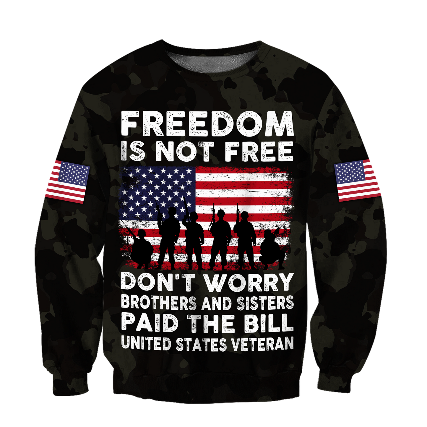 Veteran Freedom is not Free 3D all over printed shirts for men and women DD05252001-Apparel-Huyencass-Sweat Shirt-S-Vibe Cosy™