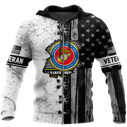 Veteran US Marine Corps in my heart 3D shirts for men and women BW