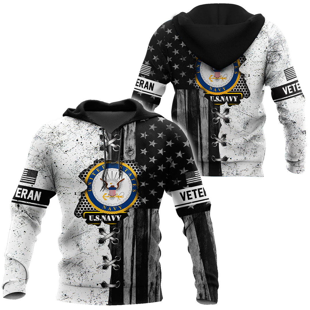 Veteran US Navy in my heart 3D shirts for men and women BW