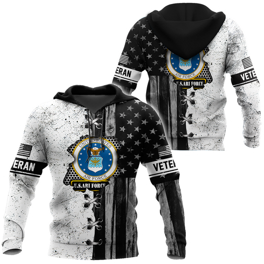 Veteran US Air Force in my heart 3D shirts for men and women BW