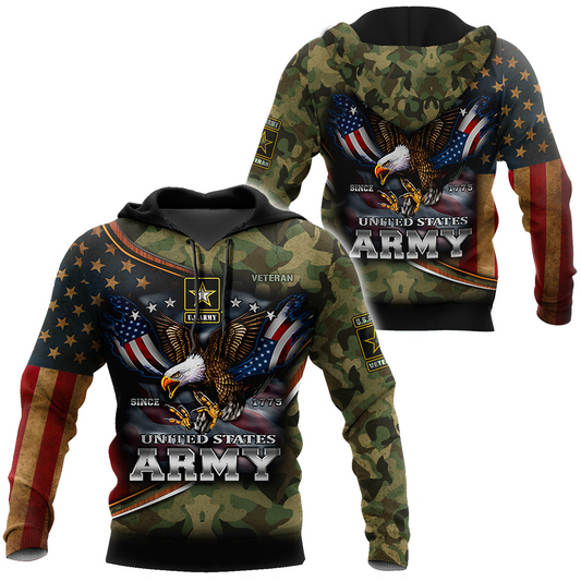 US Army Hoodie Since 1775 Eagle With American Flag Wings