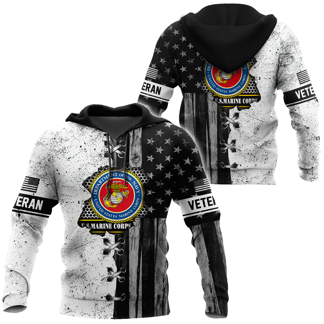 Veteran US Marine Corps in my heart 3D shirts for men and women BW