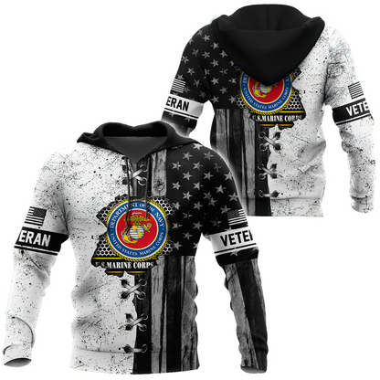 Veteran US Marine Corps in my heart 3D shirts for men and women BW