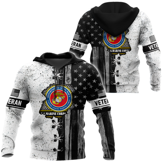 Veteran US Marine Corps in my heart 3D shirts for men and women BW