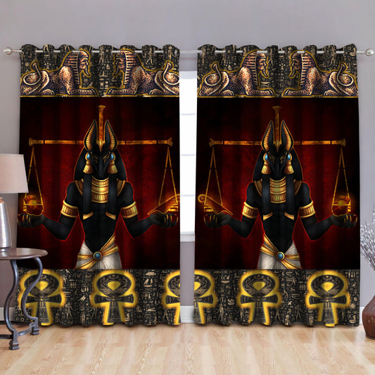 Ancient Egyptian Anubis Pattern Blackout Thermal Grommet Window Curtains MP05062001C-Curtains-MP-52'' x 63''-Vibe Cosy™