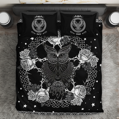 Wicca Owl Magical Rose Pentagram Celtic Pagan NM20061004-Bedding Set-NM-Twin-Vibe Cosy™