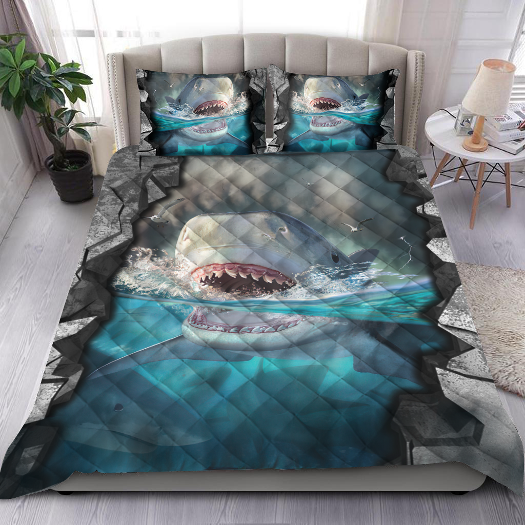 Scary Shark Quilt Bedding Set MH1306201-Quilt-SUN-King-Vibe Cosy™