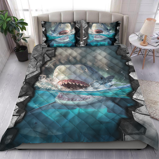 Scary Shark Quilt Bedding Set MH1306201-Quilt-SUN-King-Vibe Cosy™