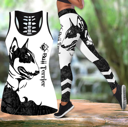 Bull terrier black tattoos legging + hollow tank combo DD08212001S