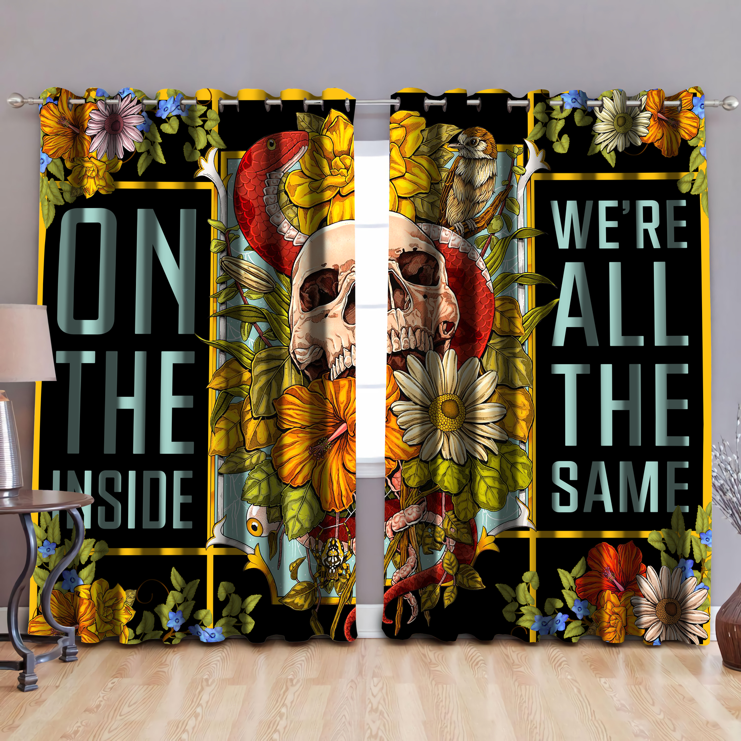 Hippie Skull - Beautiful Life ML-Curtains-ML-52'' x 63''-Vibe Cosy™