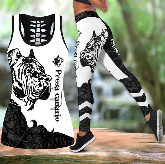 Presa canario black tattoos legging + hollow tank combo DD08132003S
