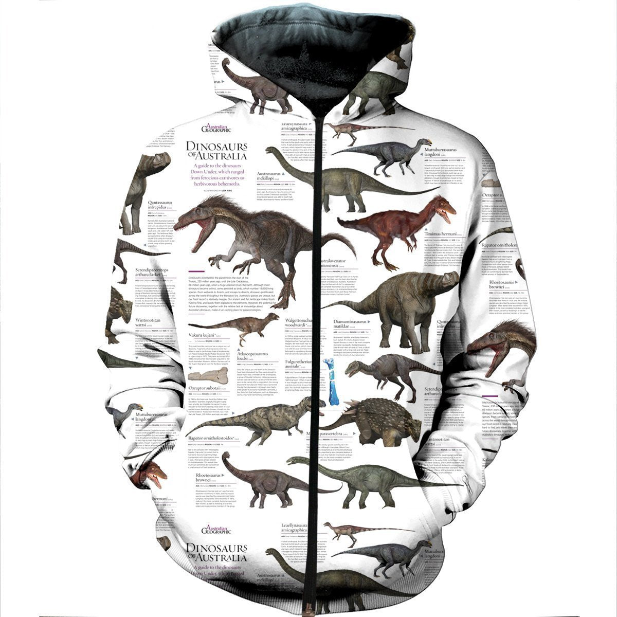 3D All Over Printed Dinosaurs Shirts and Shorts-3D All Over Printed Clothes-HP Arts-Zipped Hoodie-XS-Vibe Cosy™