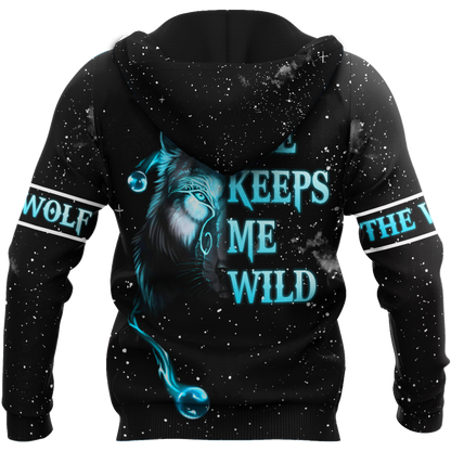 Love Gift Unisex All Over Printed Wolf Couple Hoodie MEI