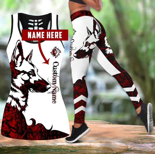 German shepherd Customize tattoos legging + hollow tank combo DD08062001S