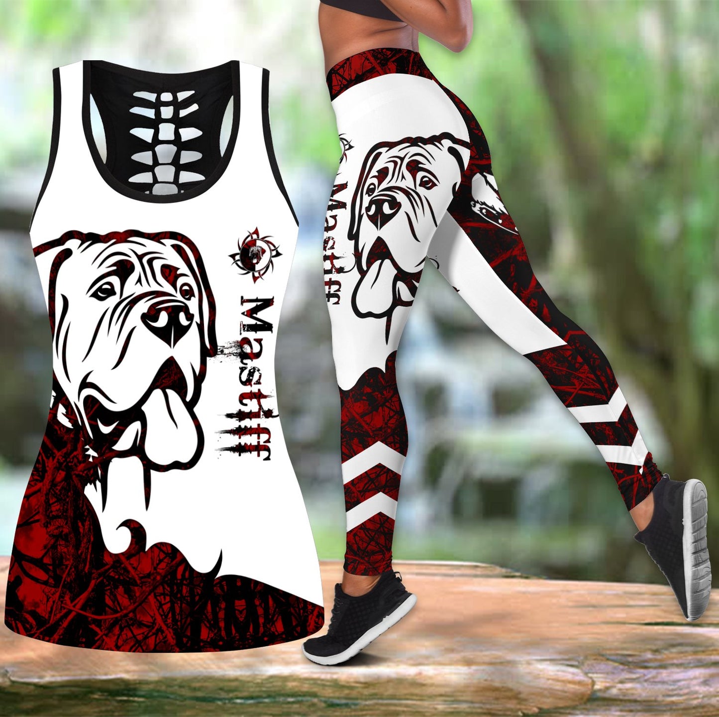 Mastiff red tattoos legging + hollow tank combo DD08132001