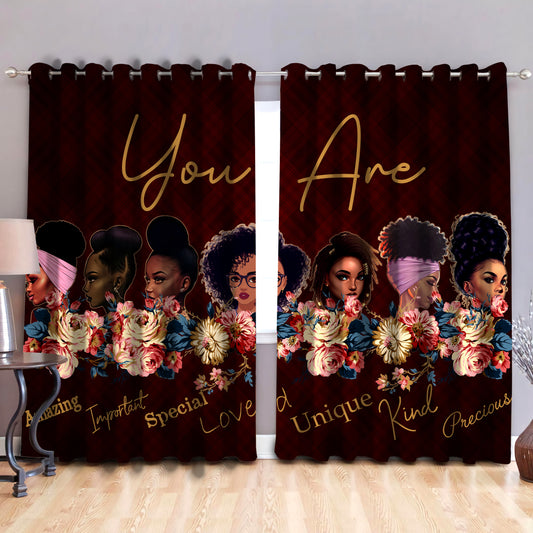 Black girl, blackout thermal grommet window curtains DD06192002S-HG-HG-52'' x 63''-Vibe Cosy™