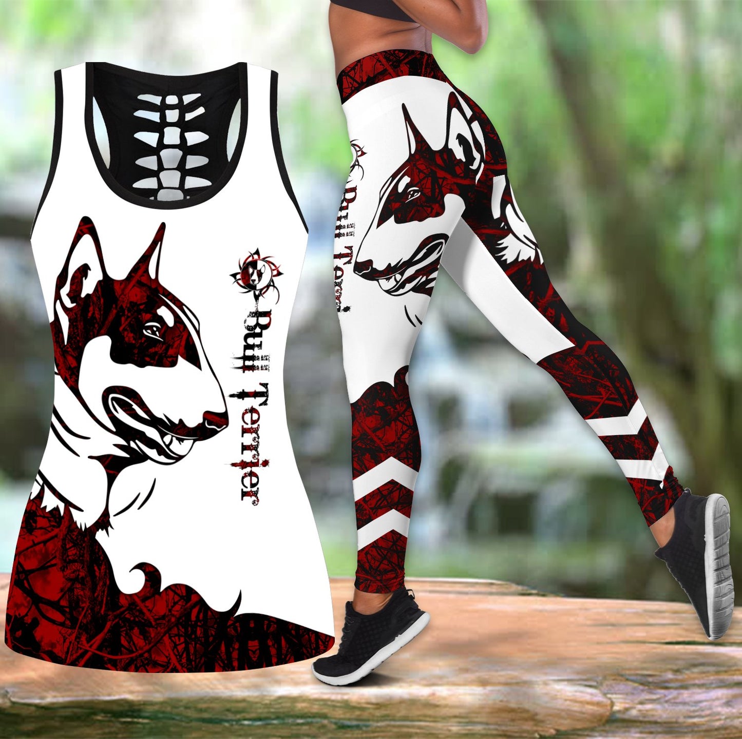 Bull terrier red tattoos legging + hollow tank combo DD08212001