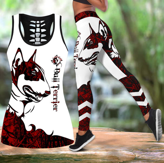 Bull terrier red tattoos legging + hollow tank combo DD08212001