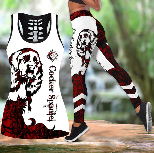 nao Cocker Spaniel tattoos legging + hollow tank combo DD08112004