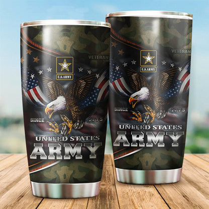 US Army Since 1775 Eagle With American Flag Wings stainless steel tumbler