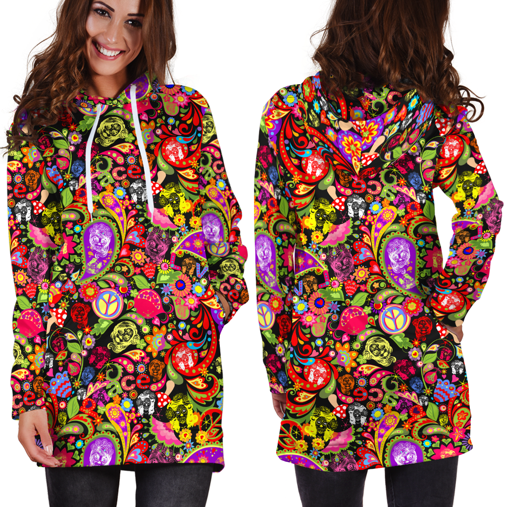Love Skull Hippie Women Hoodie Dress