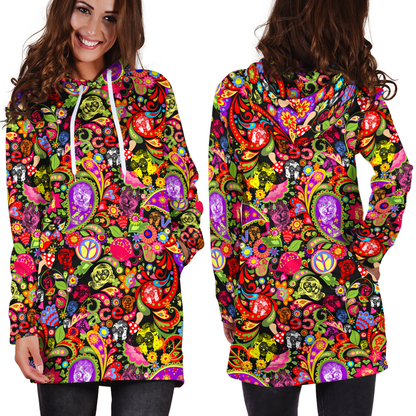 Love Skull Hippie Women Hoodie Dress