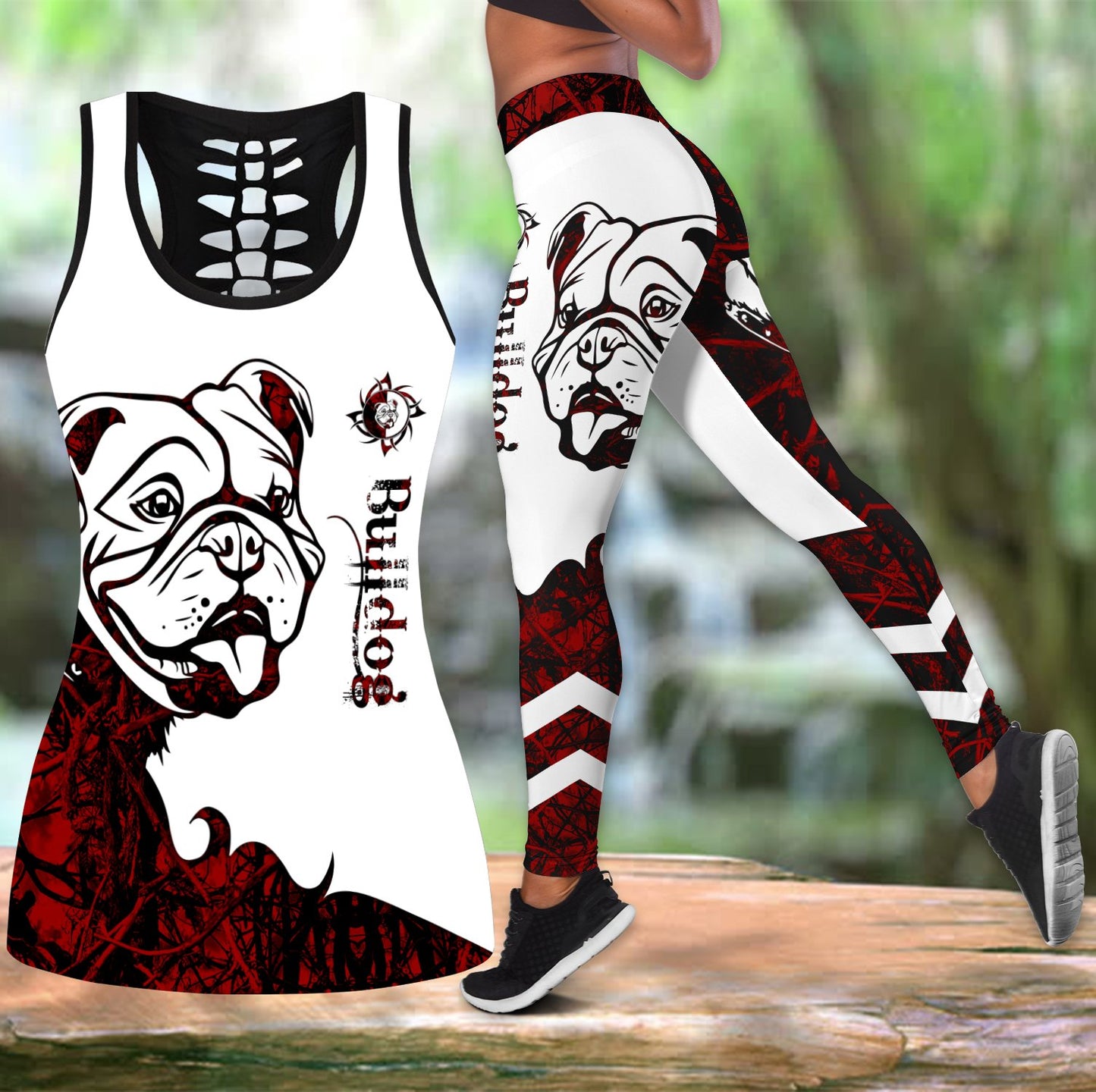 nao Bulldog tattoos legging + hollow tank combo DD08042001
