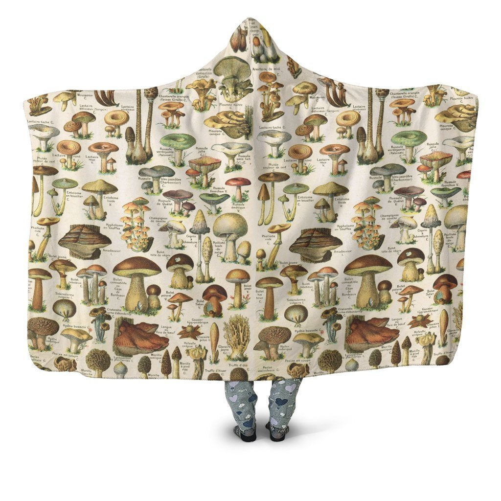 All Over Print Champignons-Apparel-NTH-Hooded Blanket-Youth 49.6"x59.05"-Vibe Cosy™