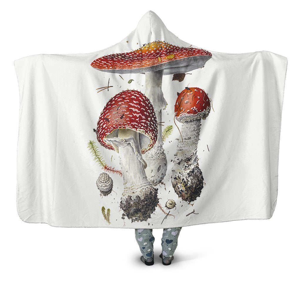 Beautiful Forest Mushrooms Art-Apparel-NTH-Hooded Blanket-Youth 49.6"x59.05"-Vibe Cosy™