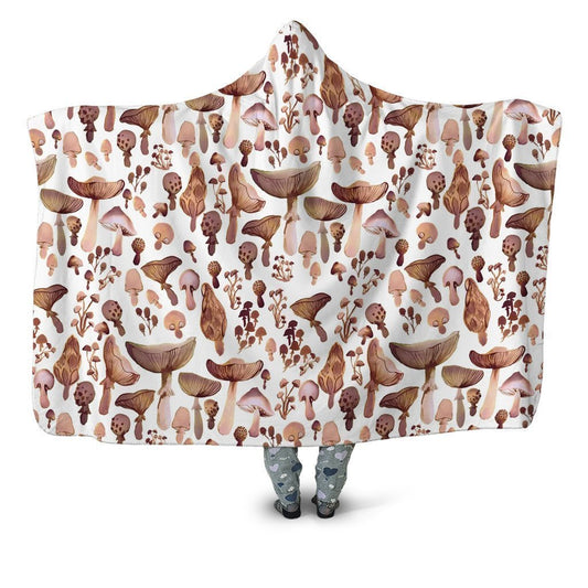 Watercolor Mushrooms-Apparel-NTH-Hooded Blanket-Youth 49.6x59.05-Vibe Cosy™