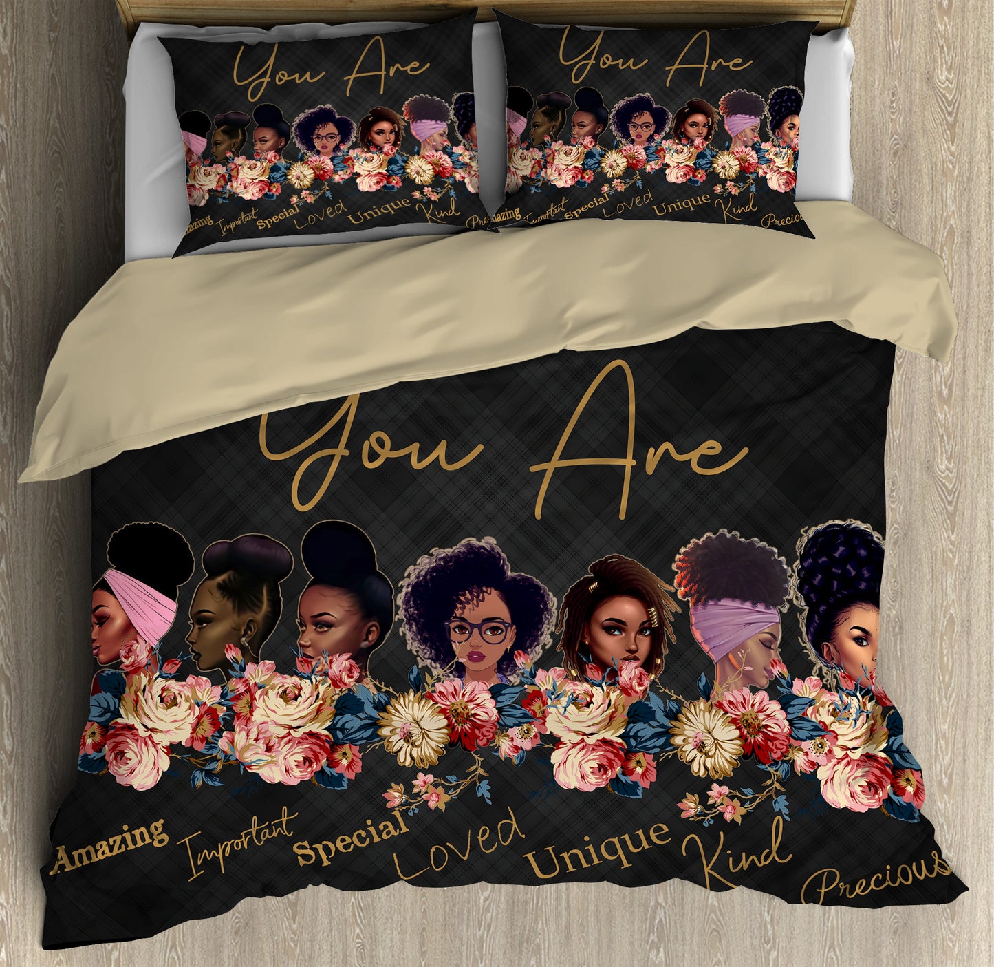 Black girl bedding set DD06192004S-HG-HG-US Twin-Vibe Cosy™