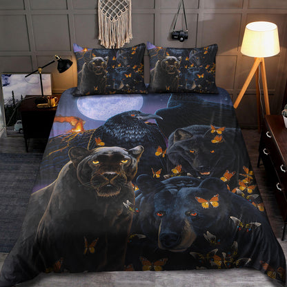Black Party Under Moon Light Bedding Set