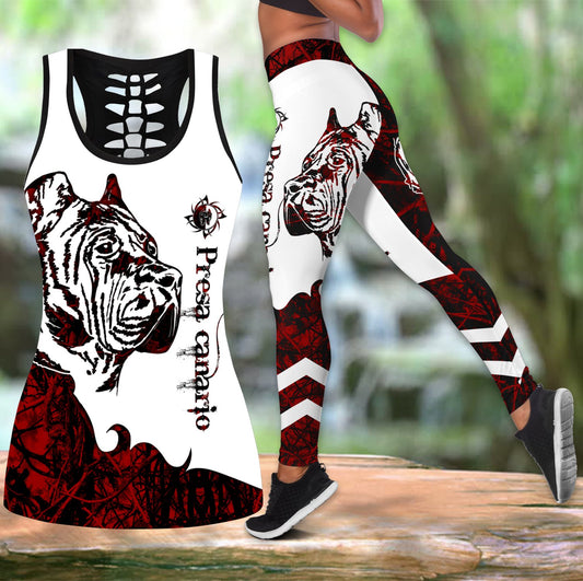 Presa canario red tattoos legging + hollow tank combo DD08132003