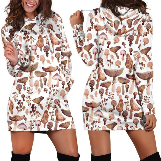 Watercolor Mushrooms-Apparel-NTH-Hoodie Dress-S-Vibe Cosy™