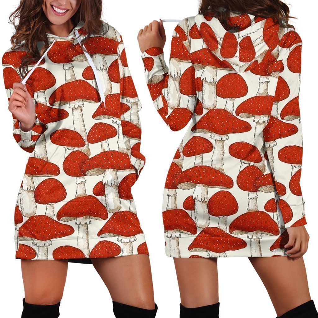 Amanita Muscaria Mushroom-Apparel-NTH-Hoodie Dress-S-Vibe Cosy™