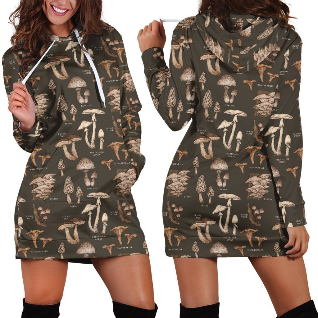 All Over Print Many mushroom-Apparel-NTH-Hoodie Dress-S-Vibe Cosy™
