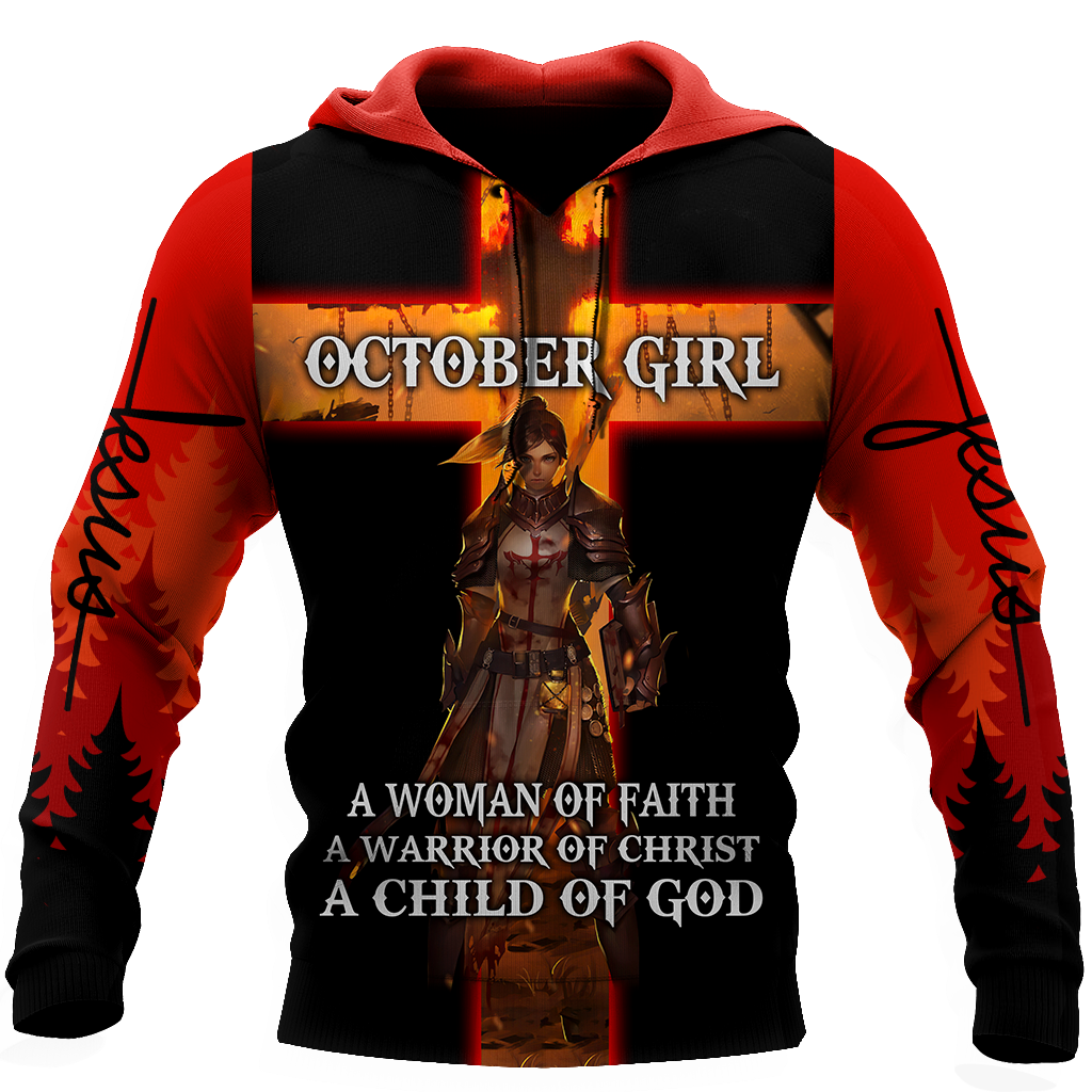 October Girl Warrior of Christ 3D All Over Print  Hoodie DD08282001
