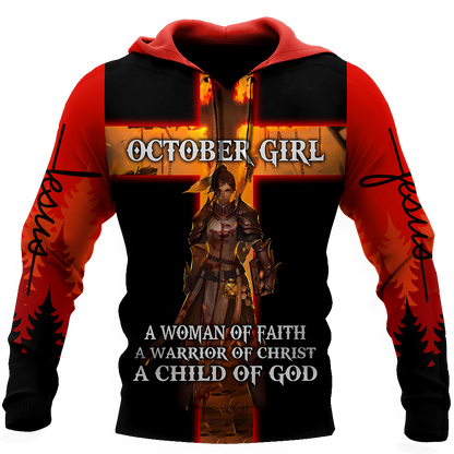 October Girl Warrior of Christ 3D All Over Print  Hoodie DD08282001