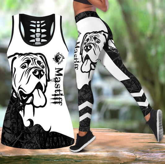 Mastiff black tattoos legging + hollow tank combo DD08132001S