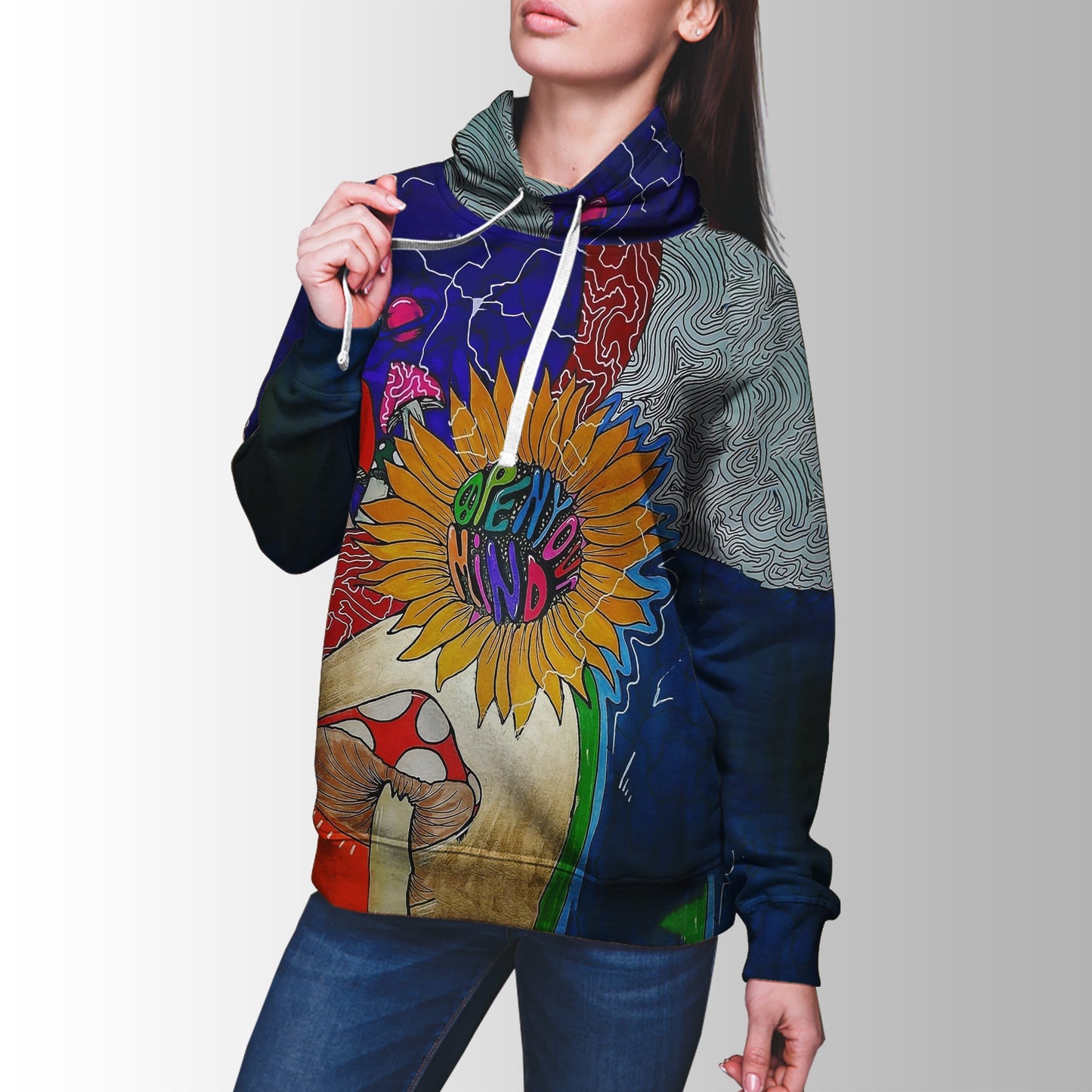 Flower Mushrooms Hippie Hoodie-Apparel-HD09-Hoodie-S-Vibe Cosy™